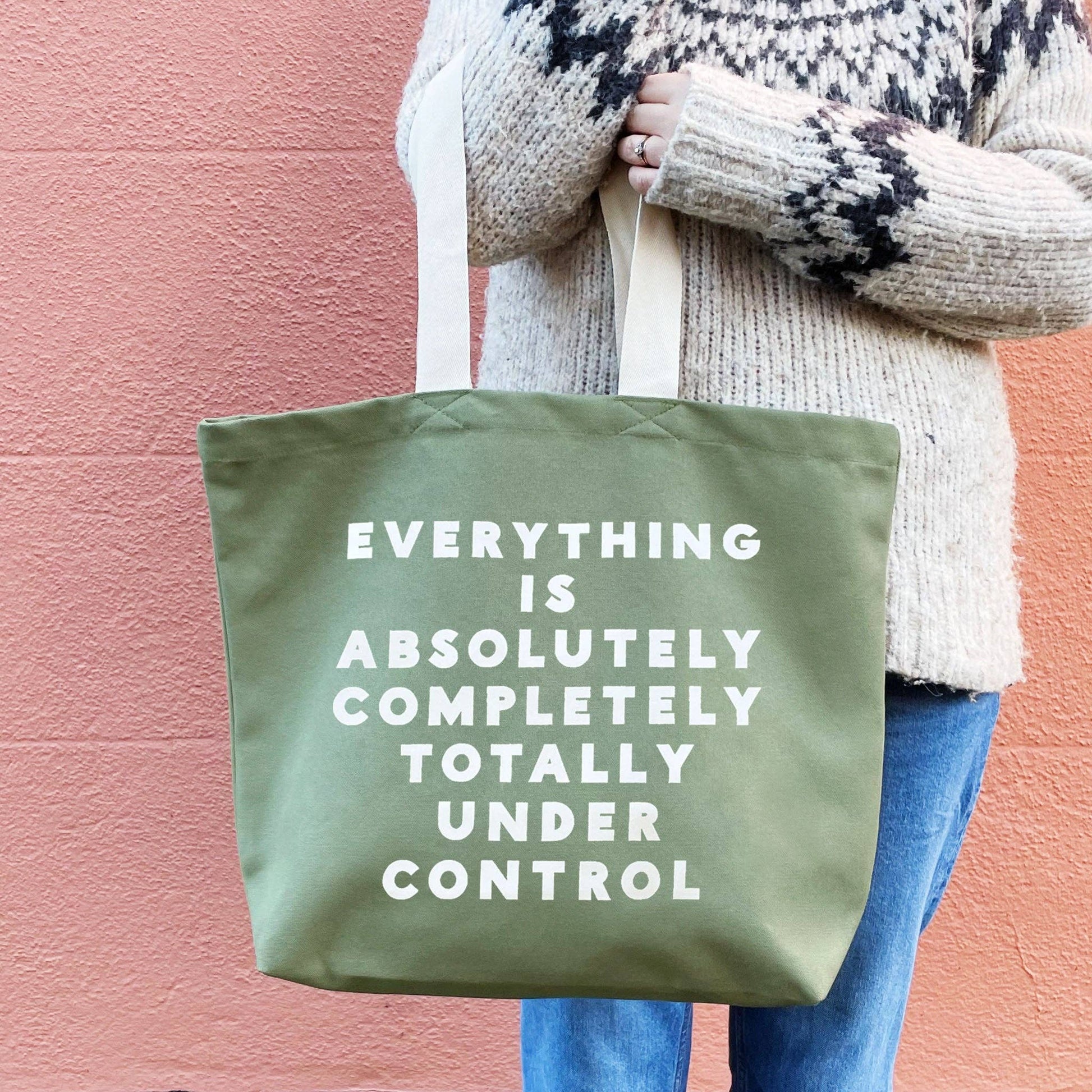 Everything is Under Control - Canvas Tote Bag: Olive Green