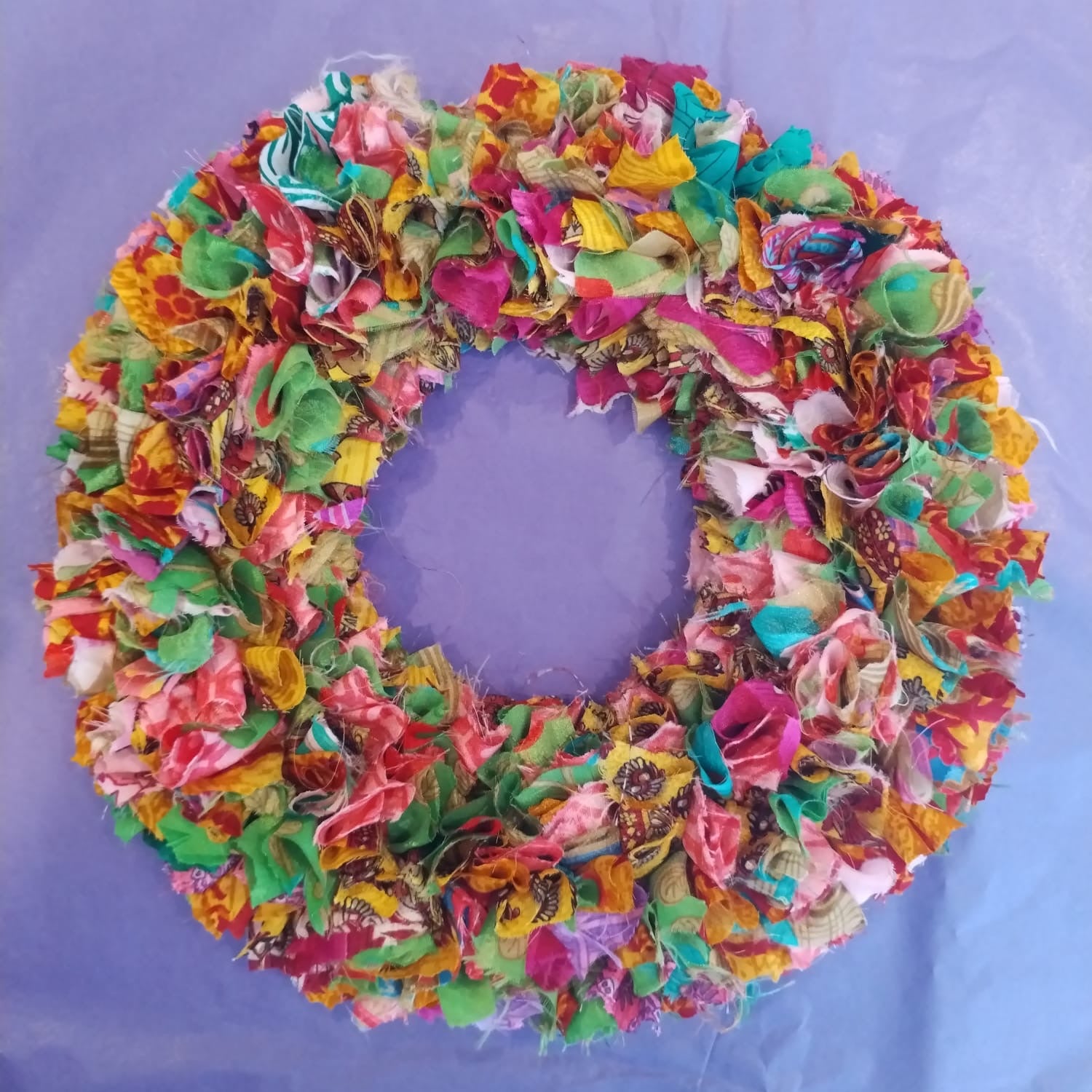 Handmade Upcycled Sari Rag Wreath (11)