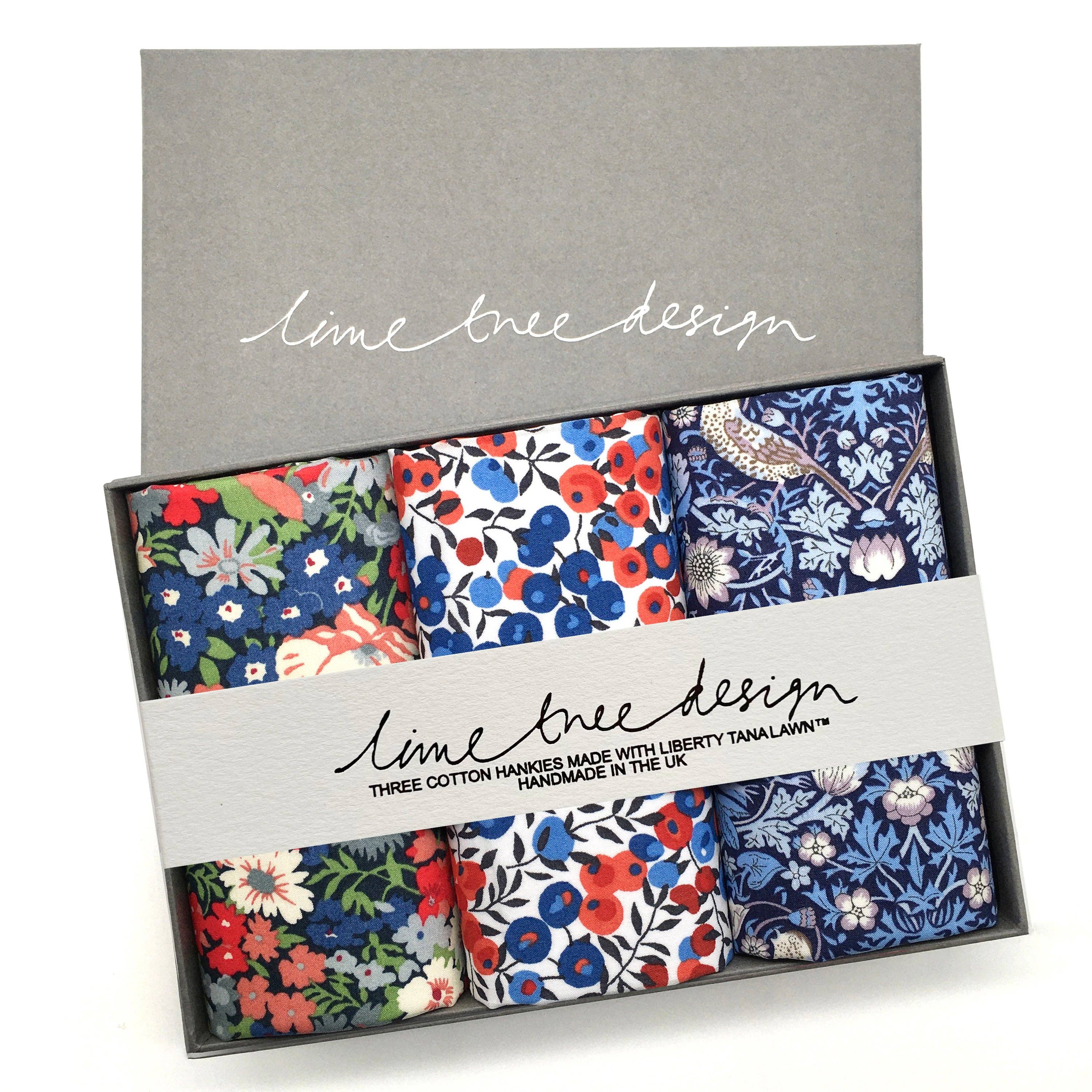 3 Hankies made with Liberty Fabric - Percy Thrower