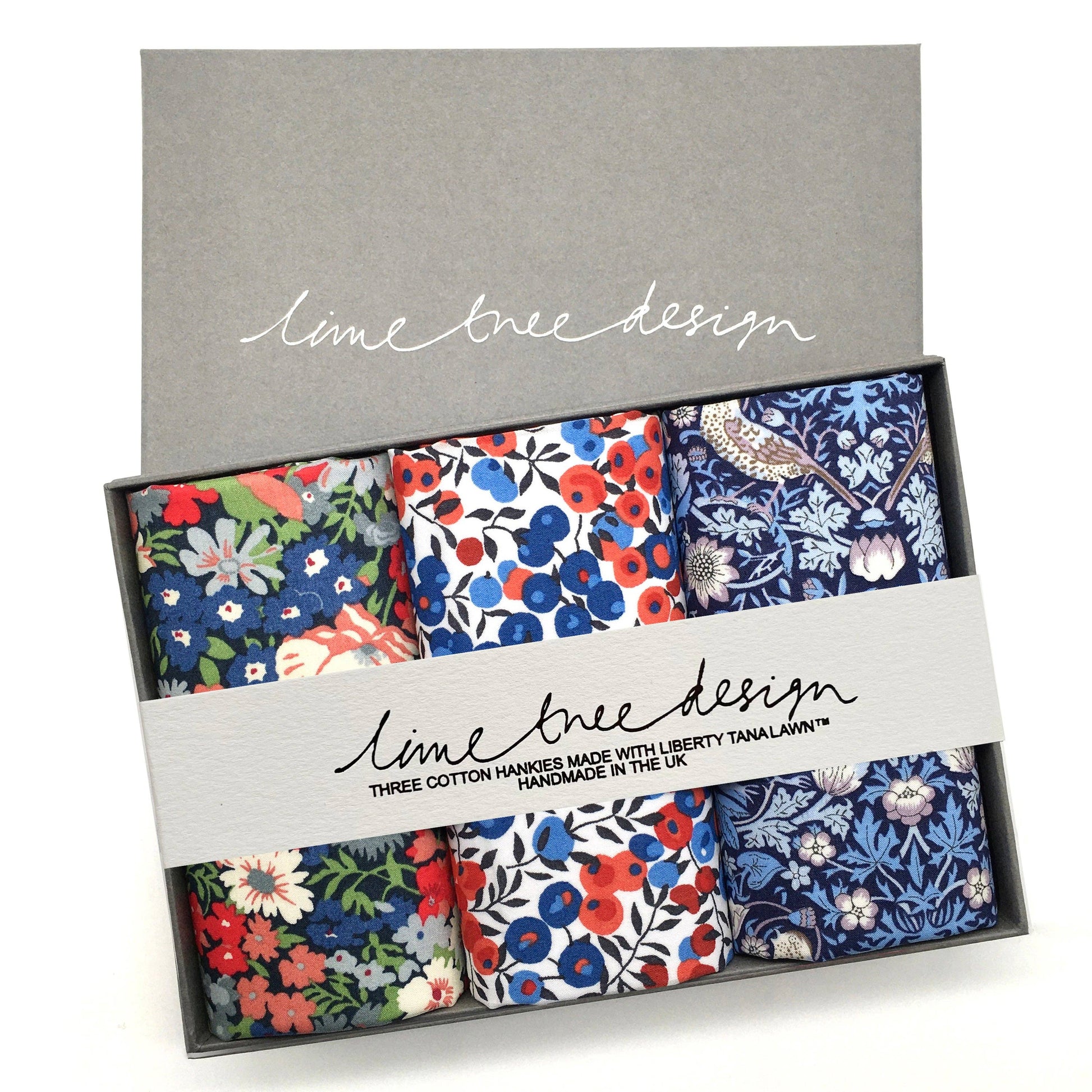 3 Hankies made with Liberty Fabric - Percy Thrower