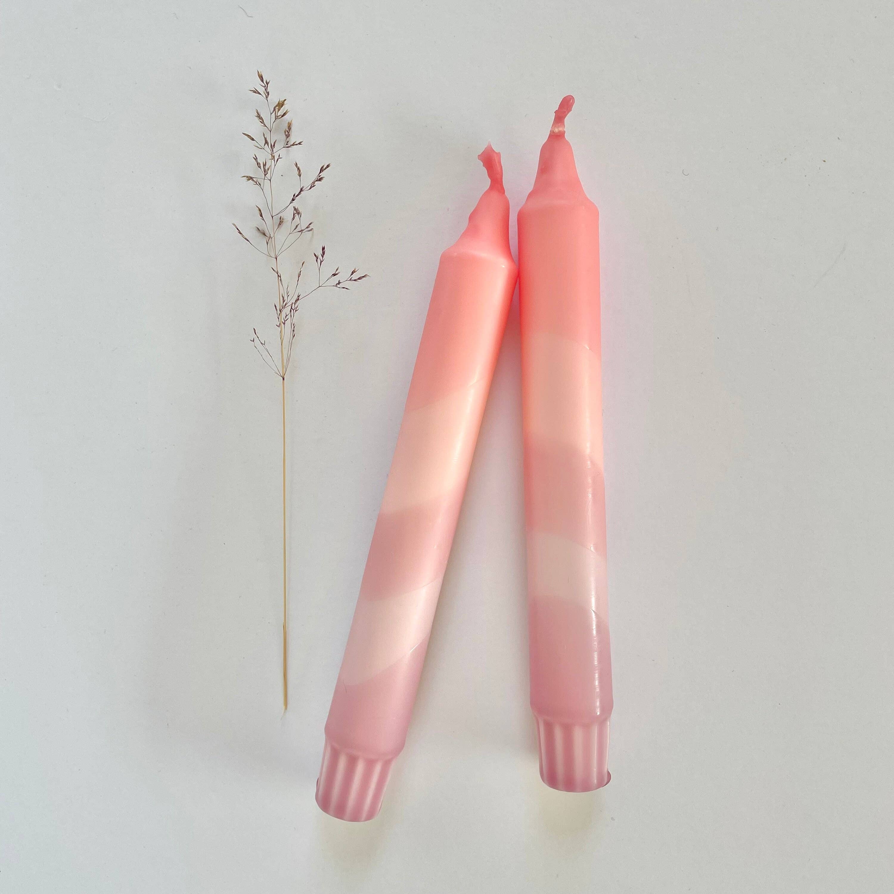 Sherbert Pink and Vintage Rose Pink Dip Dyed Dinner Candles