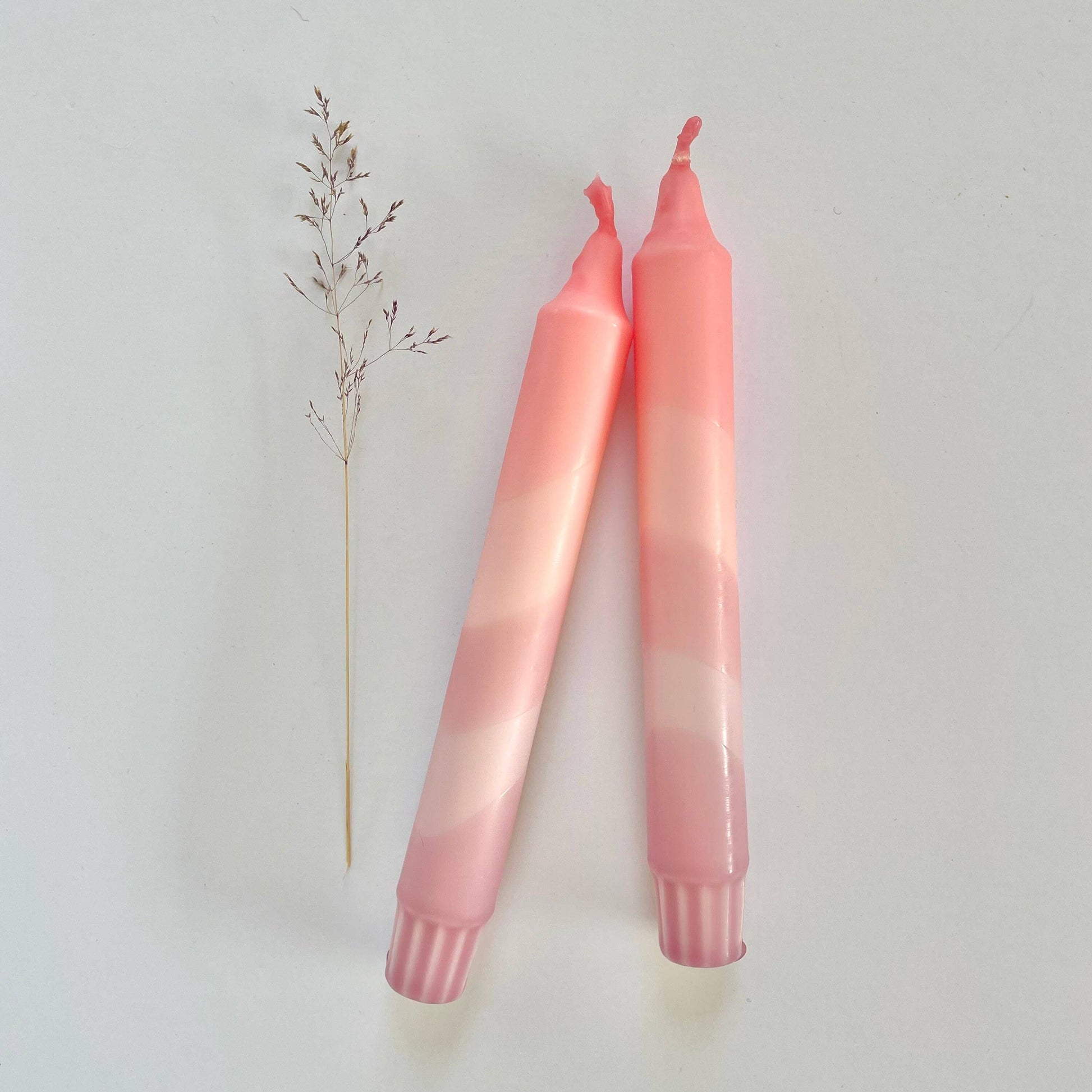 Sherbert Pink and Vintage Rose Pink Dip Dyed Dinner Candles
