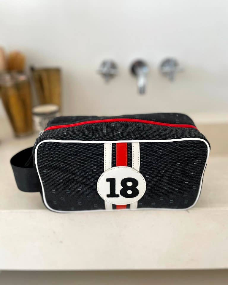 18 Original toiletry bag for man in canvas and coloured leather