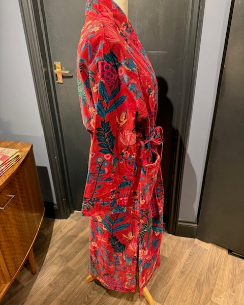 Deep Red Velvet Kimono