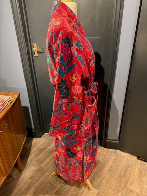 Deep Red Velvet Kimono