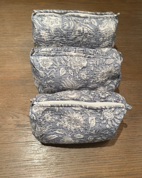 Turquoise Botanical set of three wash bags