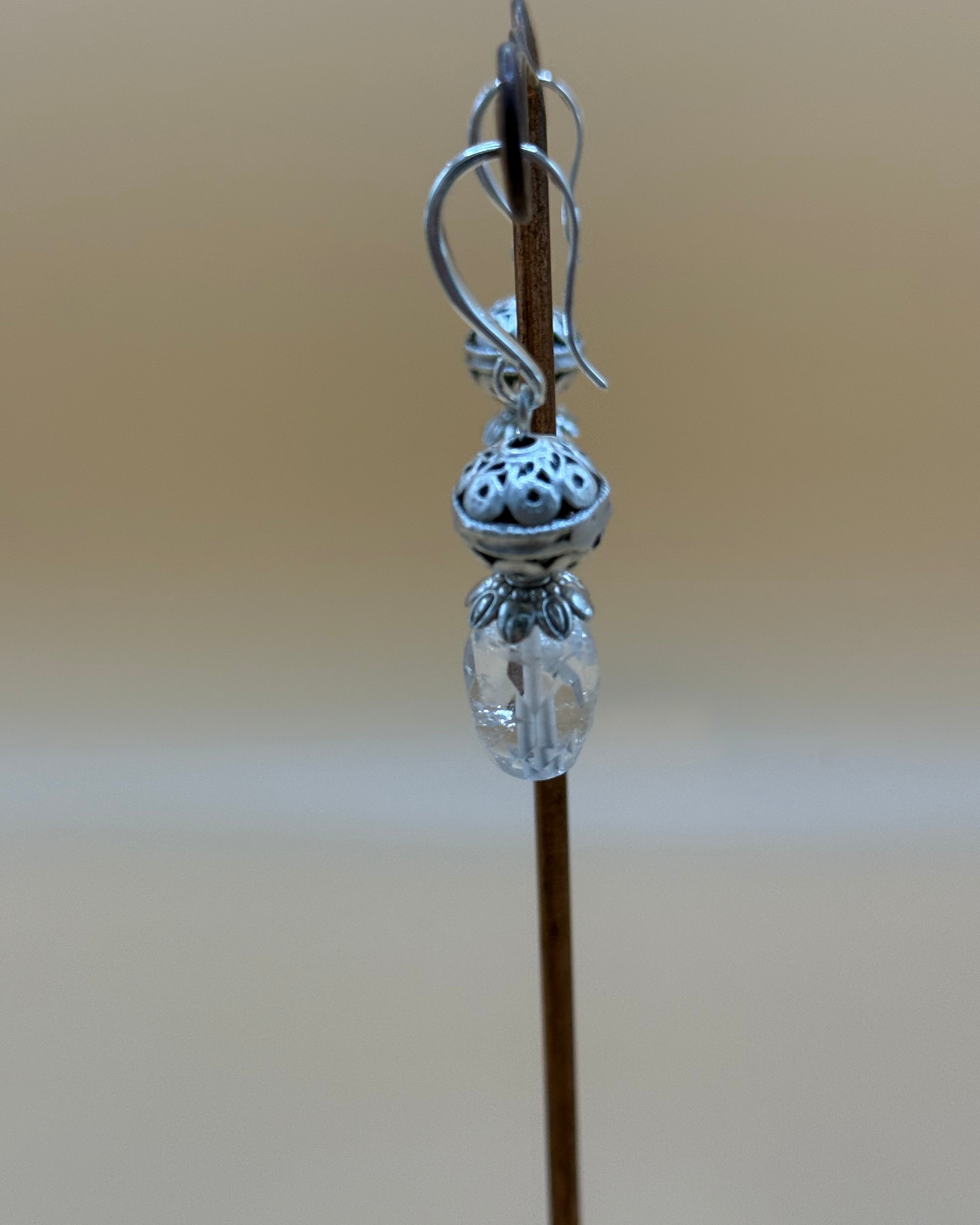 Smokey Crystal, Silver & Diamante Earrings