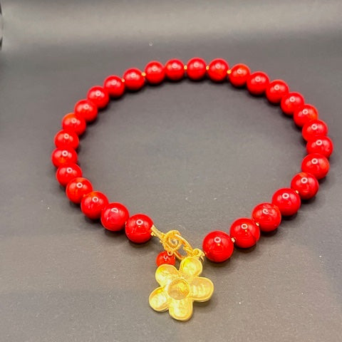 Large Bead Sponge Coral Necklace