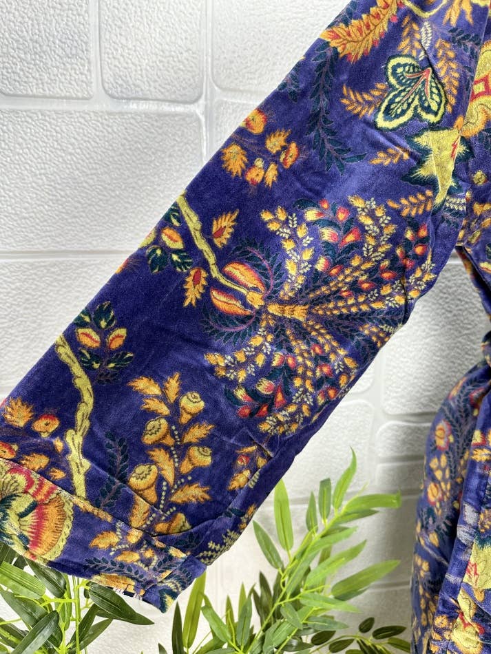 Midnight Blue Luxury Velvet Robe