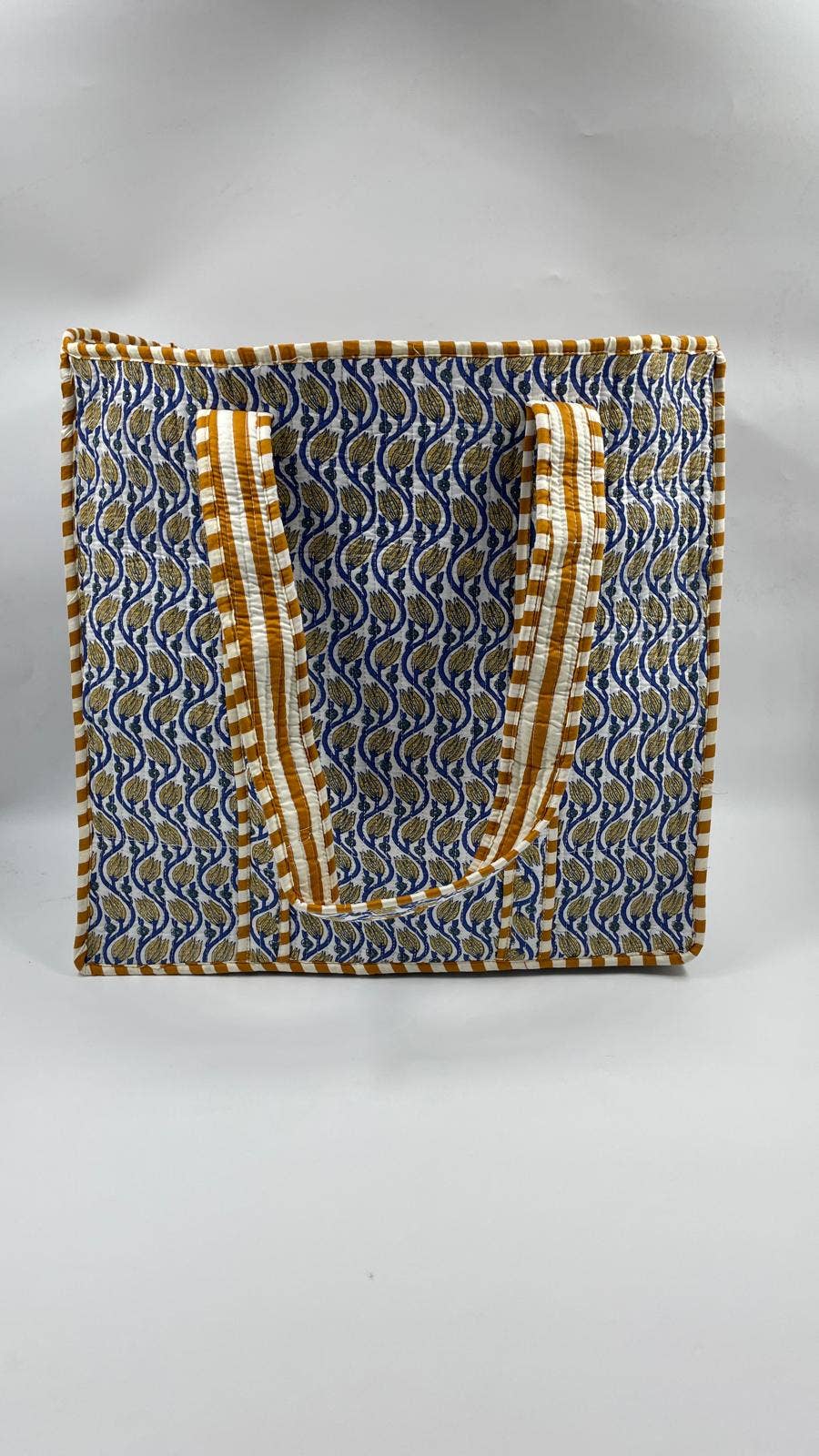 Gold & Blue Kantha Quilted Tote Bag