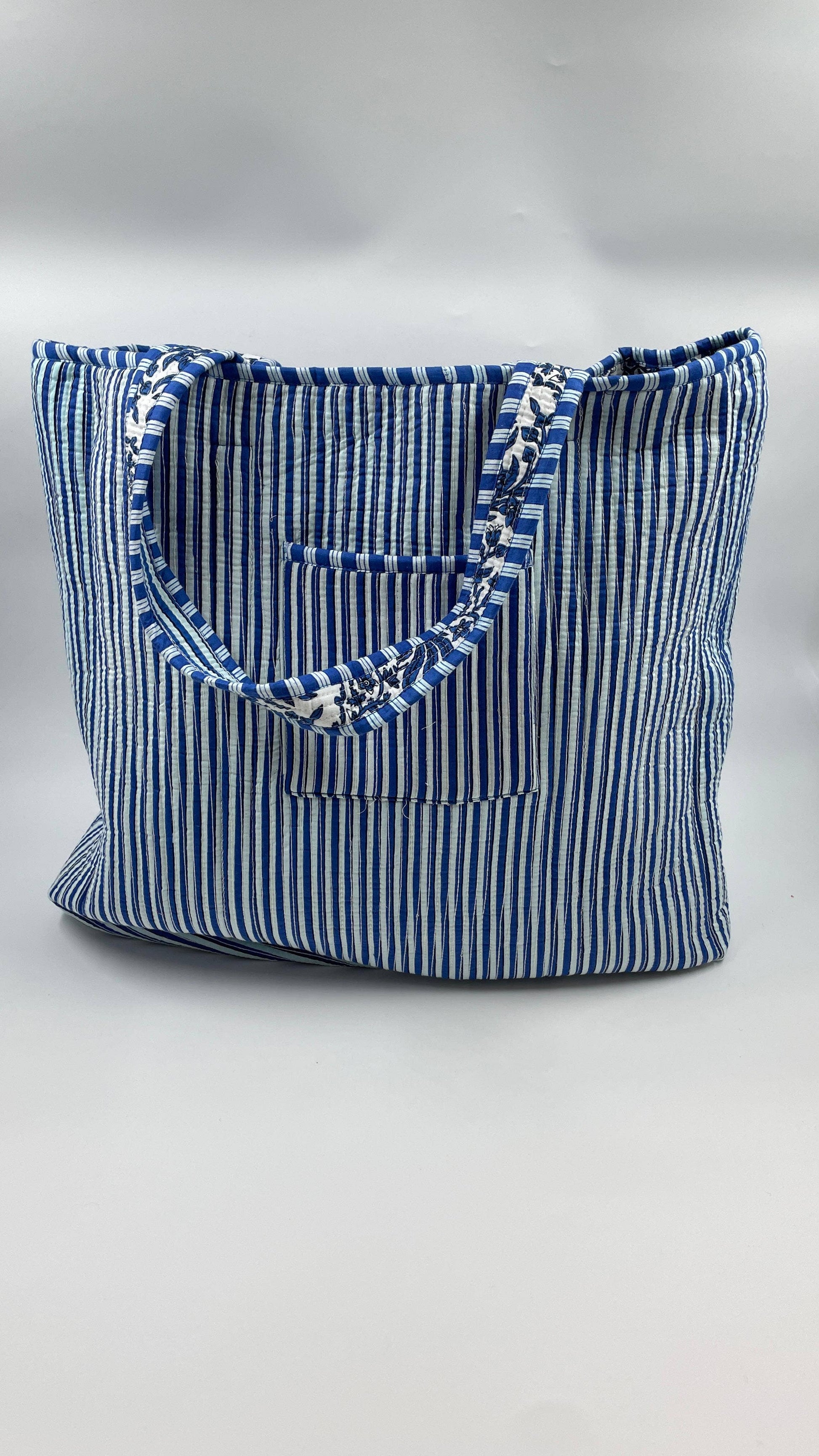 Blue & White Kantha Quilted Tote Bag