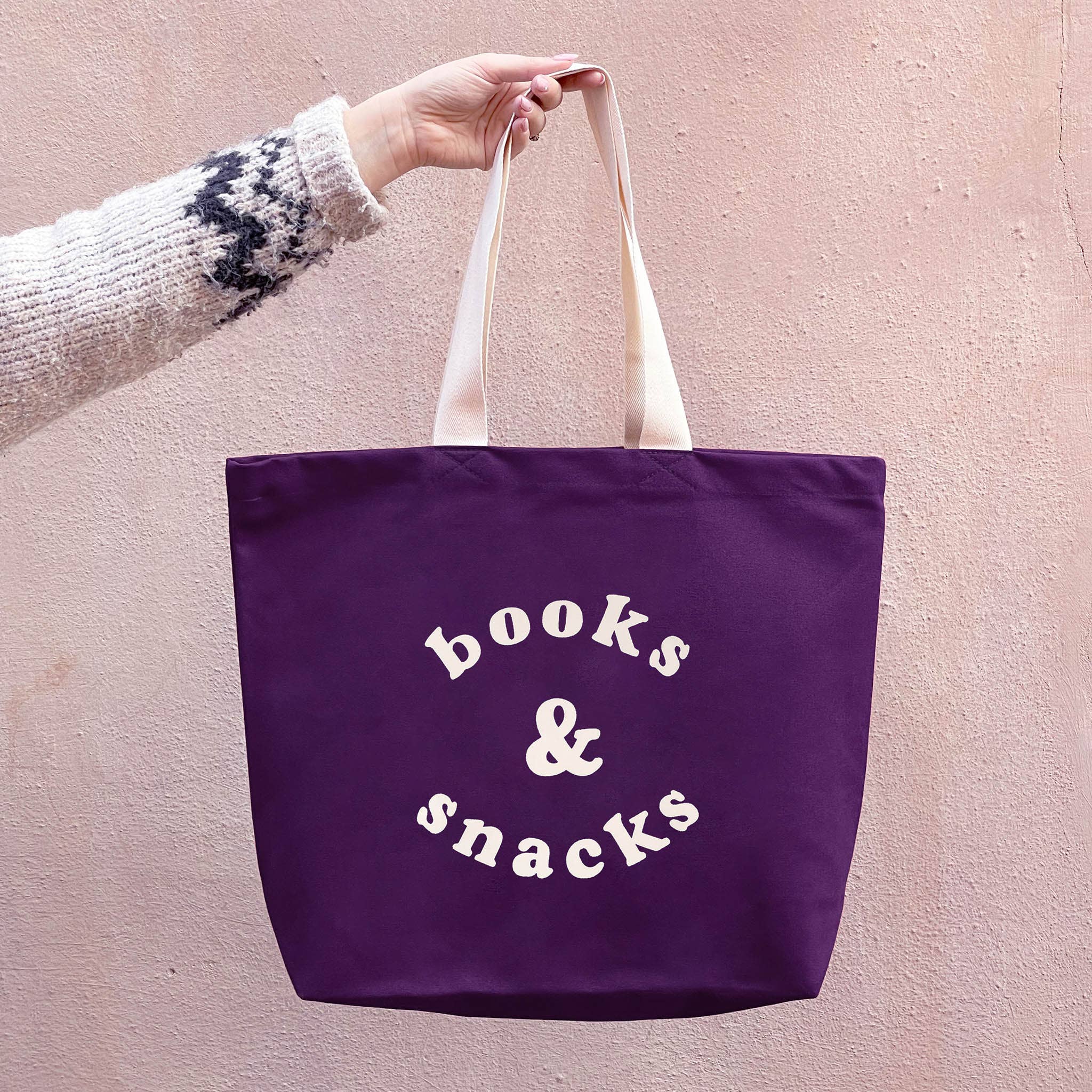 Books & Snacks - Plum Canvas Tote Bag