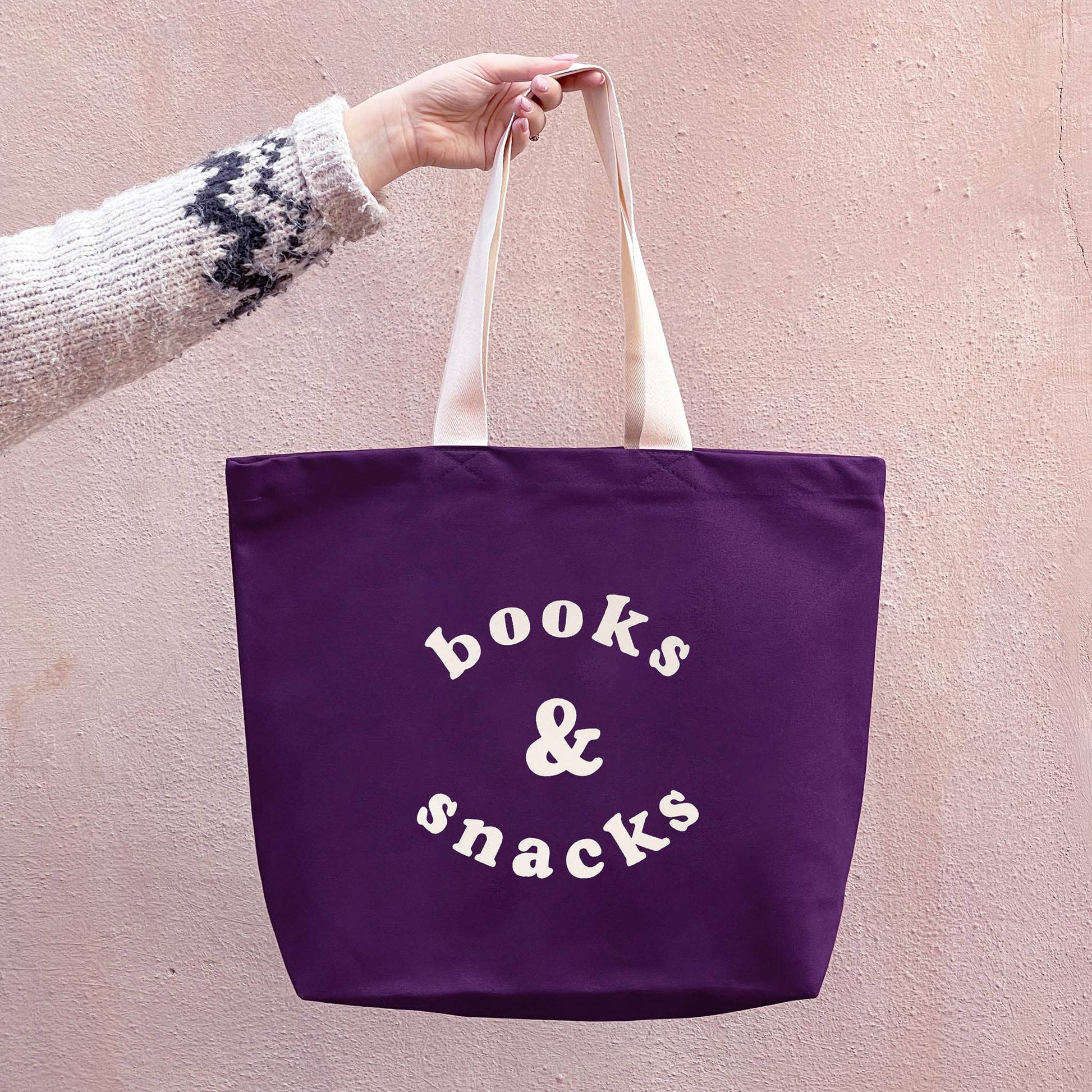 Books & Snacks - Plum Canvas Tote Bag