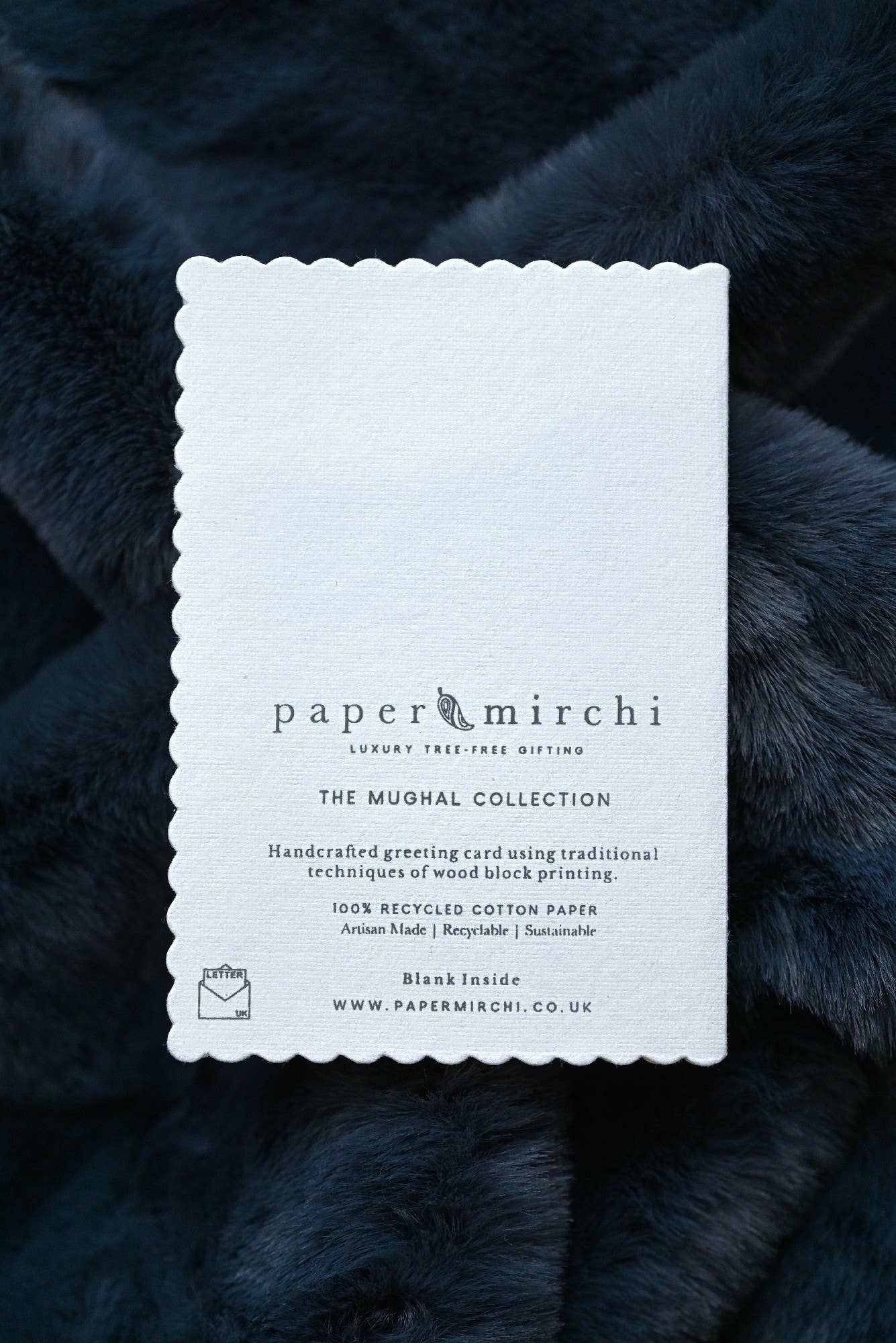 Hand Block Printed Greeting Card - GC Mogra Periwinkle