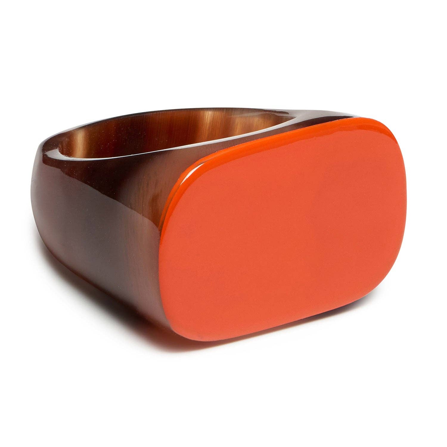 Oval orange horn ring: Medium