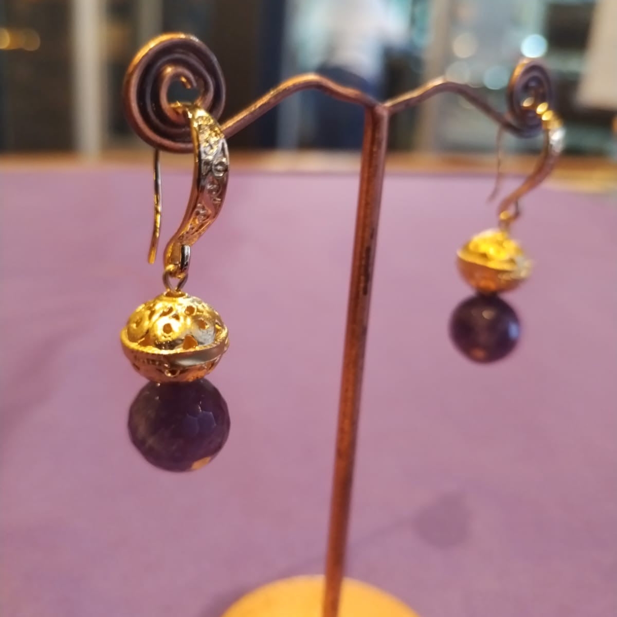 Purple & Gold Drop Earrings