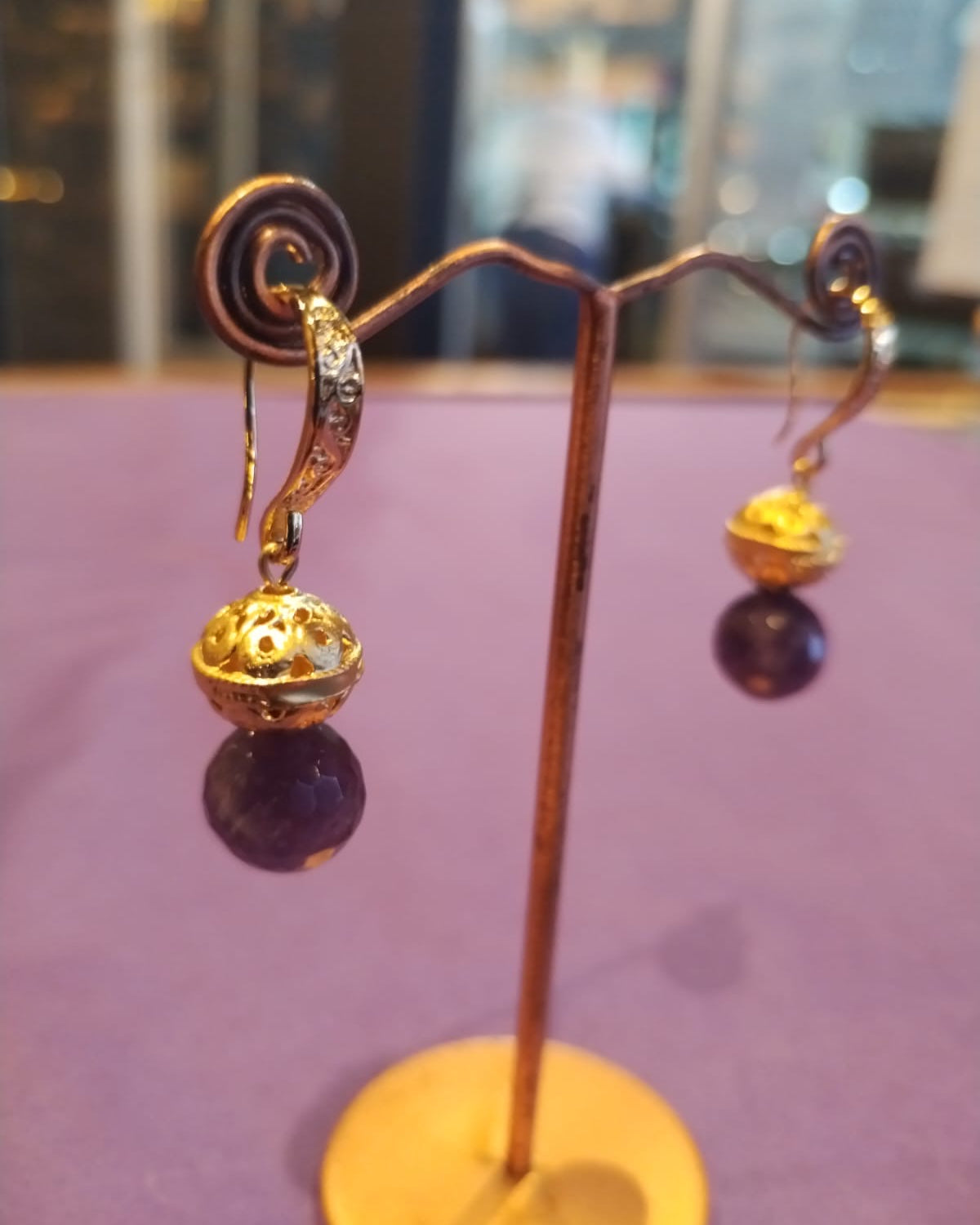 Purple & Gold Drop Earrings