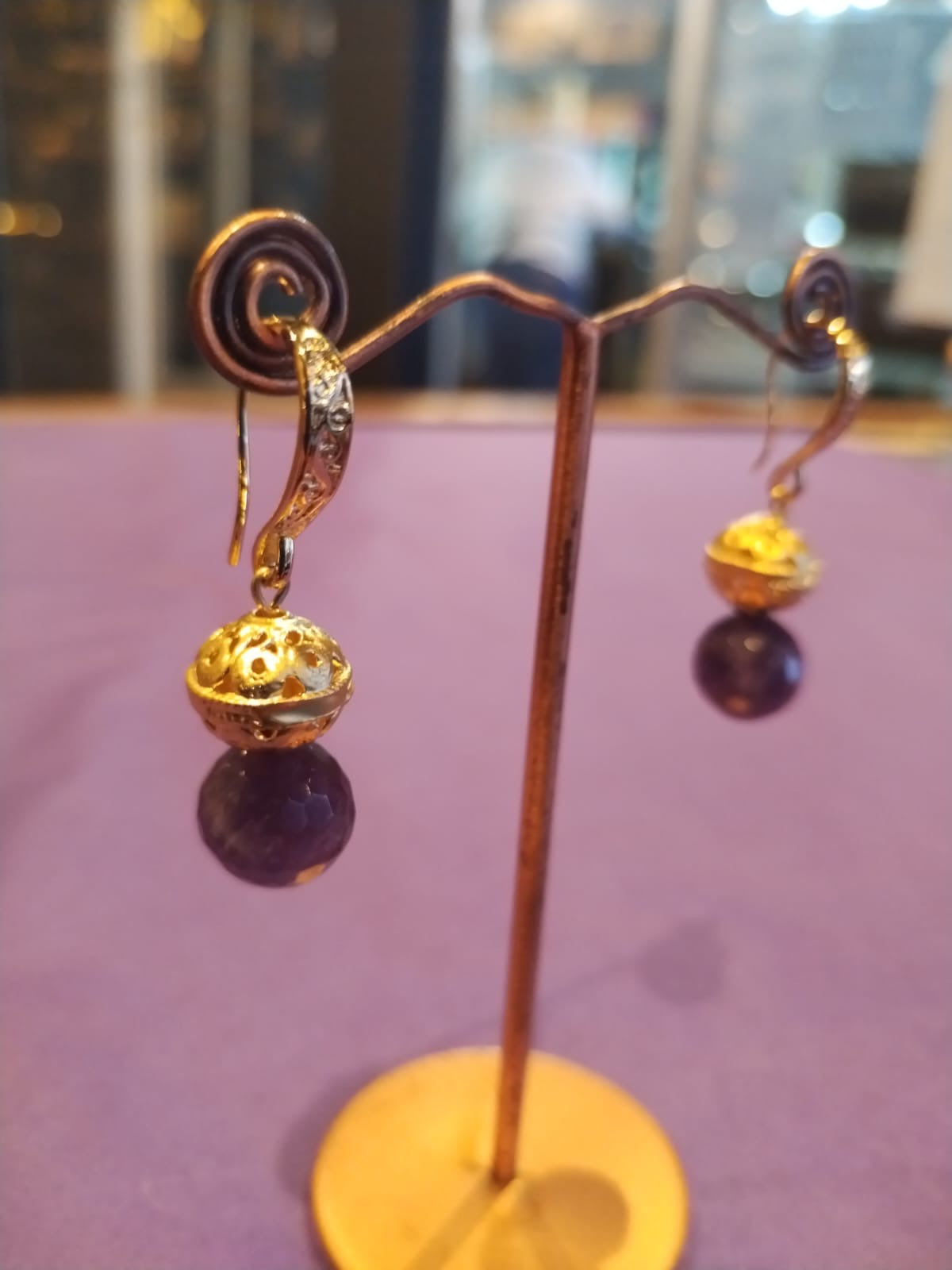 Purple & Gold Drop Earrings