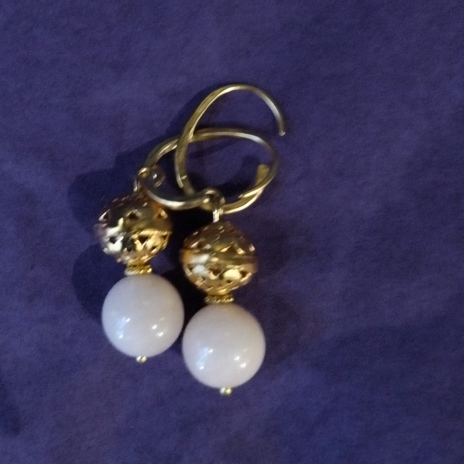 Pink Agate and gold drop earrings