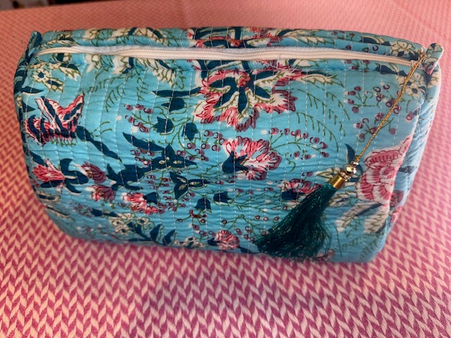 Turquoise Botanical set of three wash bags