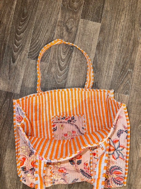 Dusky Pink 'Tropical Flowers' Velvet Tote