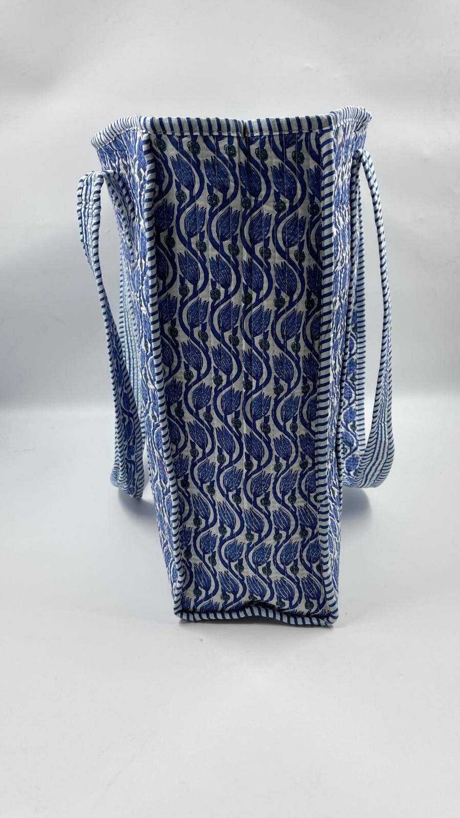 Blue Lotus Cotton Quilted Tote Bag