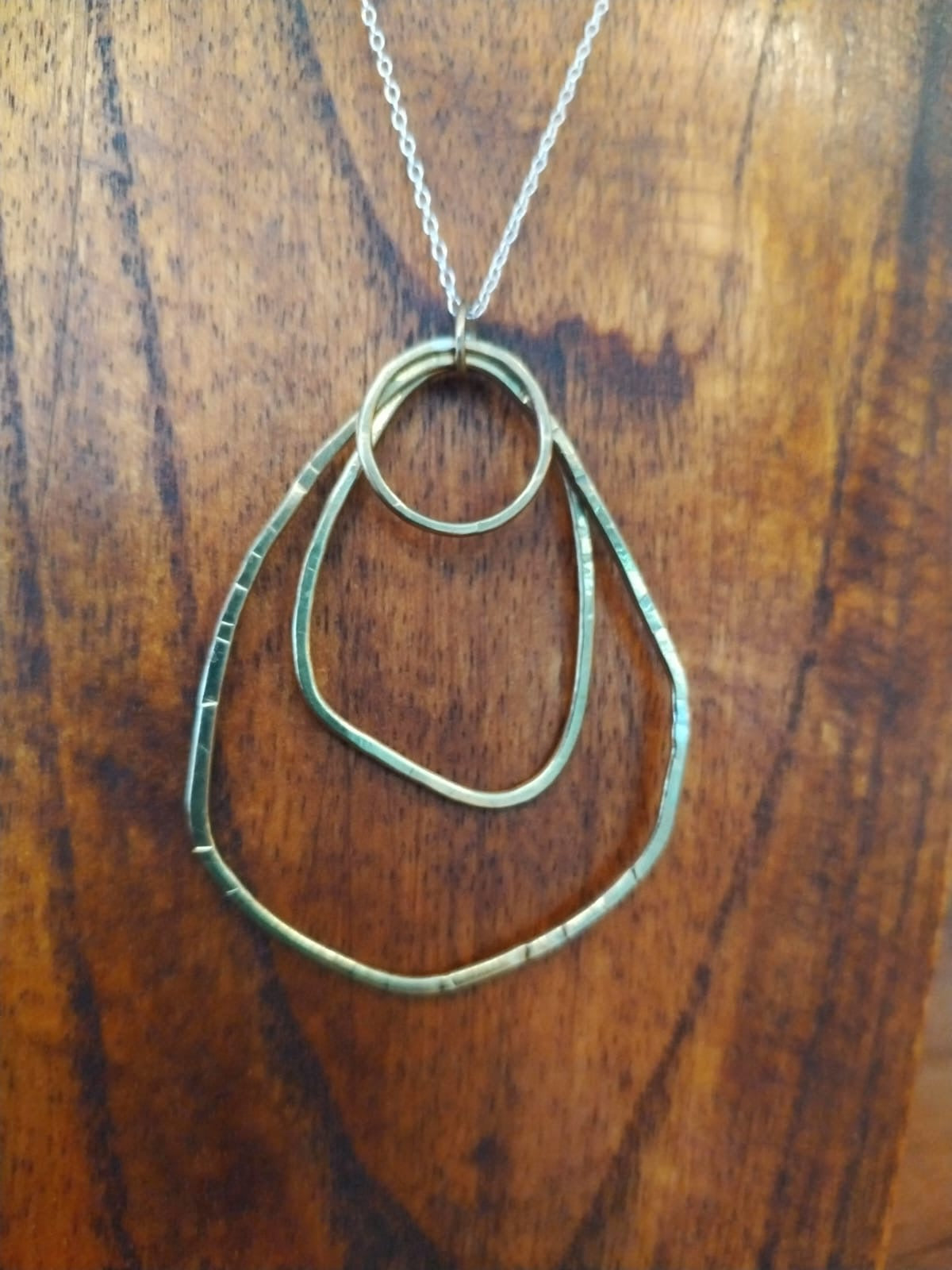 Triple Hoop Brass Irregular Pendant