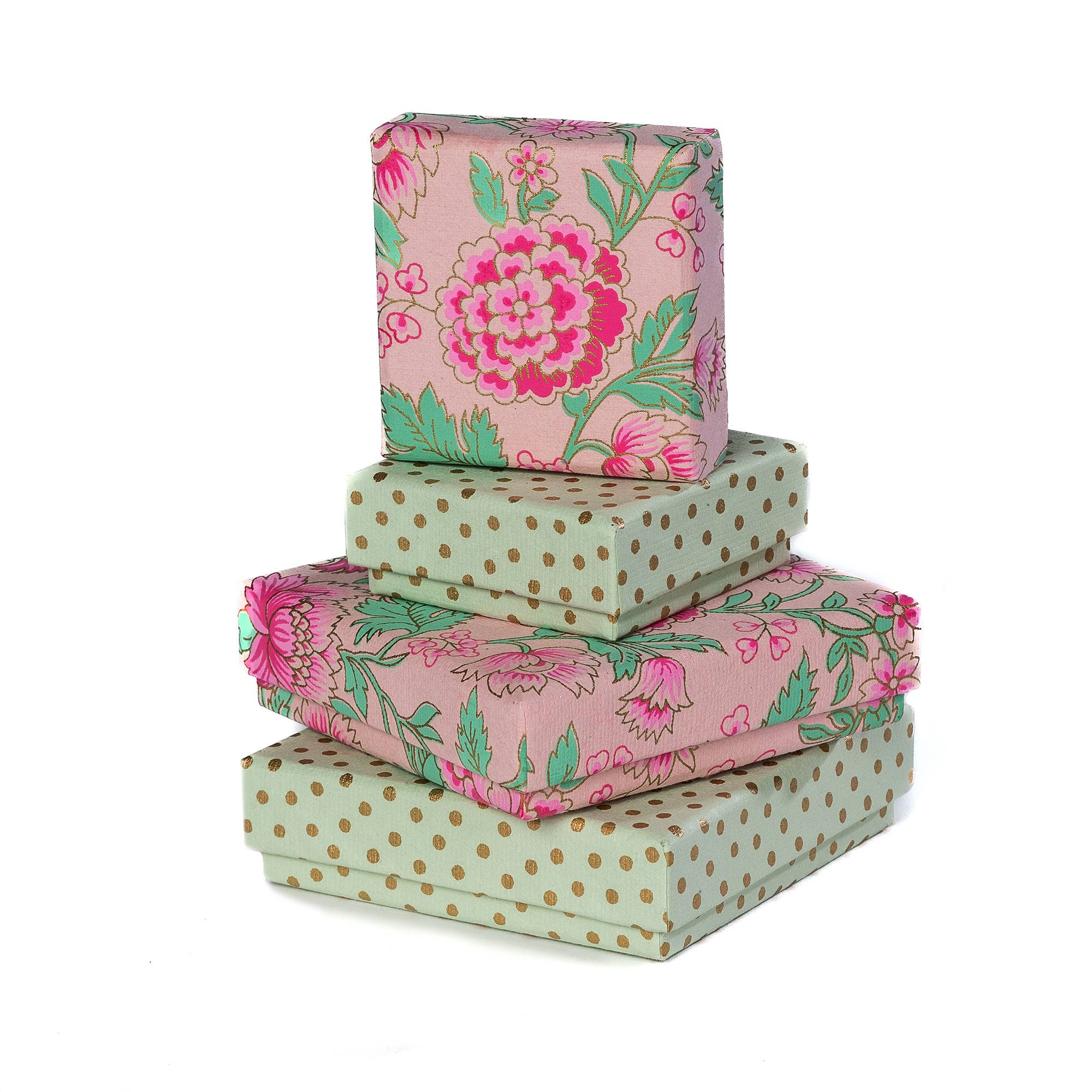 Green/Gold Dots Jewellery Box: Small