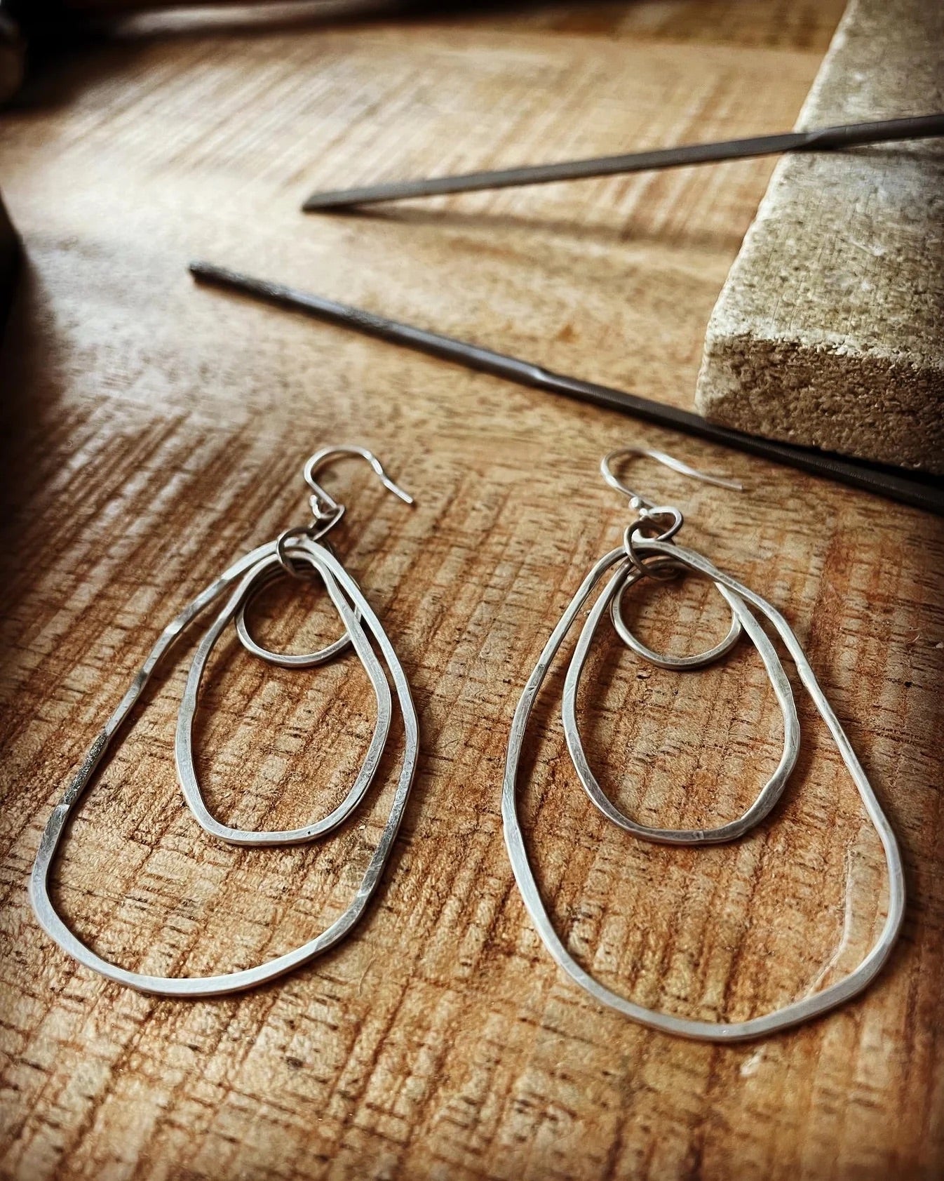 Triple Irregular Hoop Earring - Sterling Silver