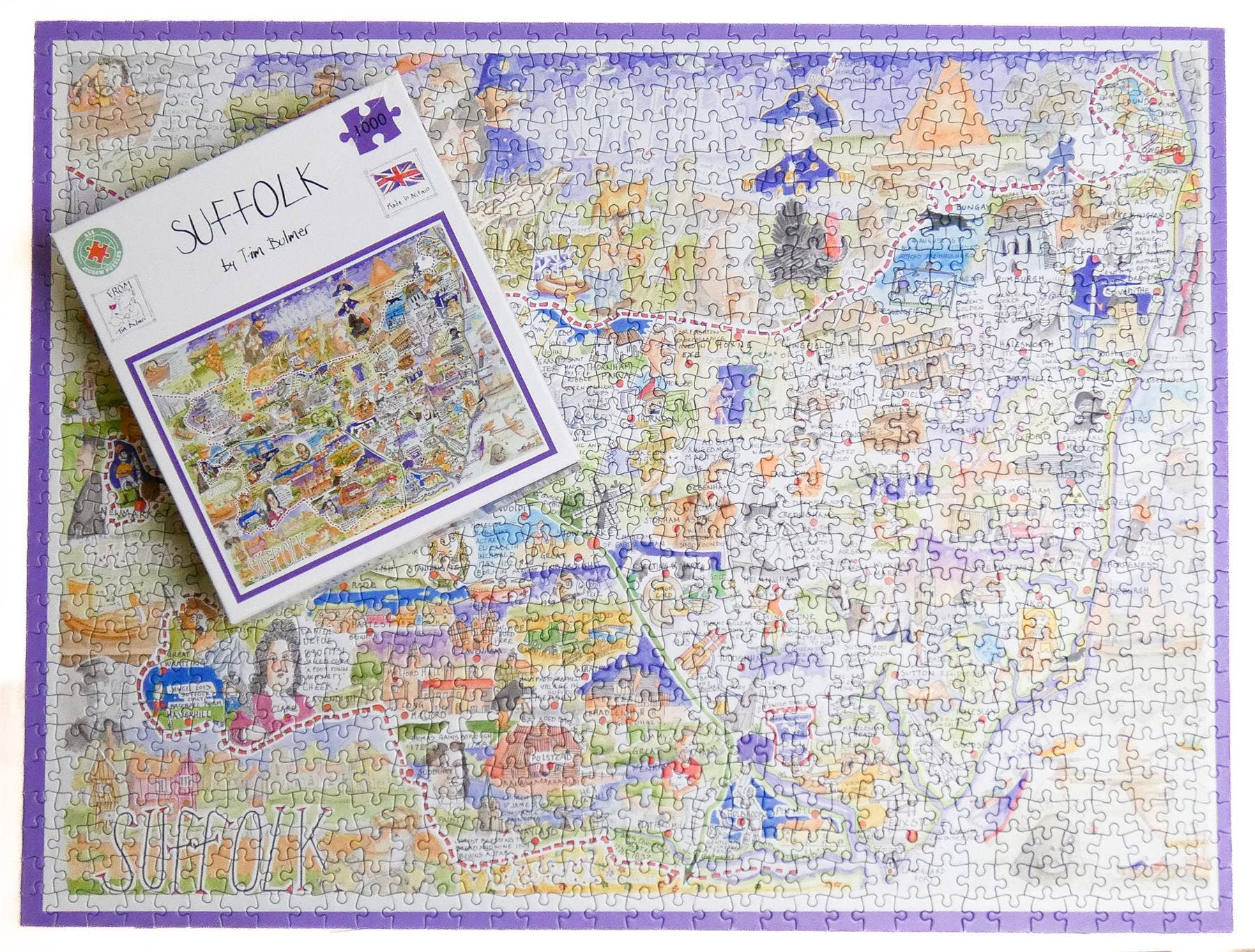 Jigsaw puzzle of Suffolk with a box labeled 'Suffolk' on top