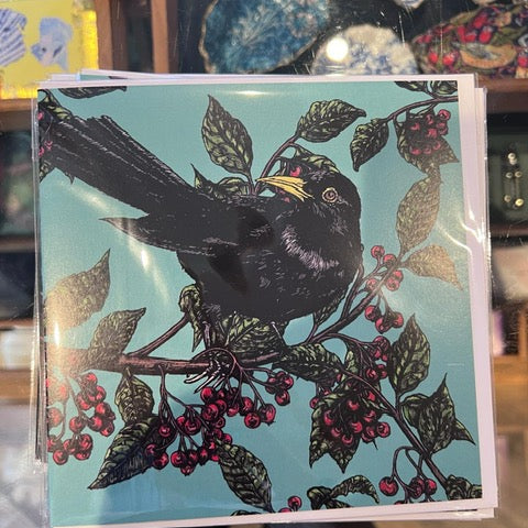 Black Bird and Berries Card