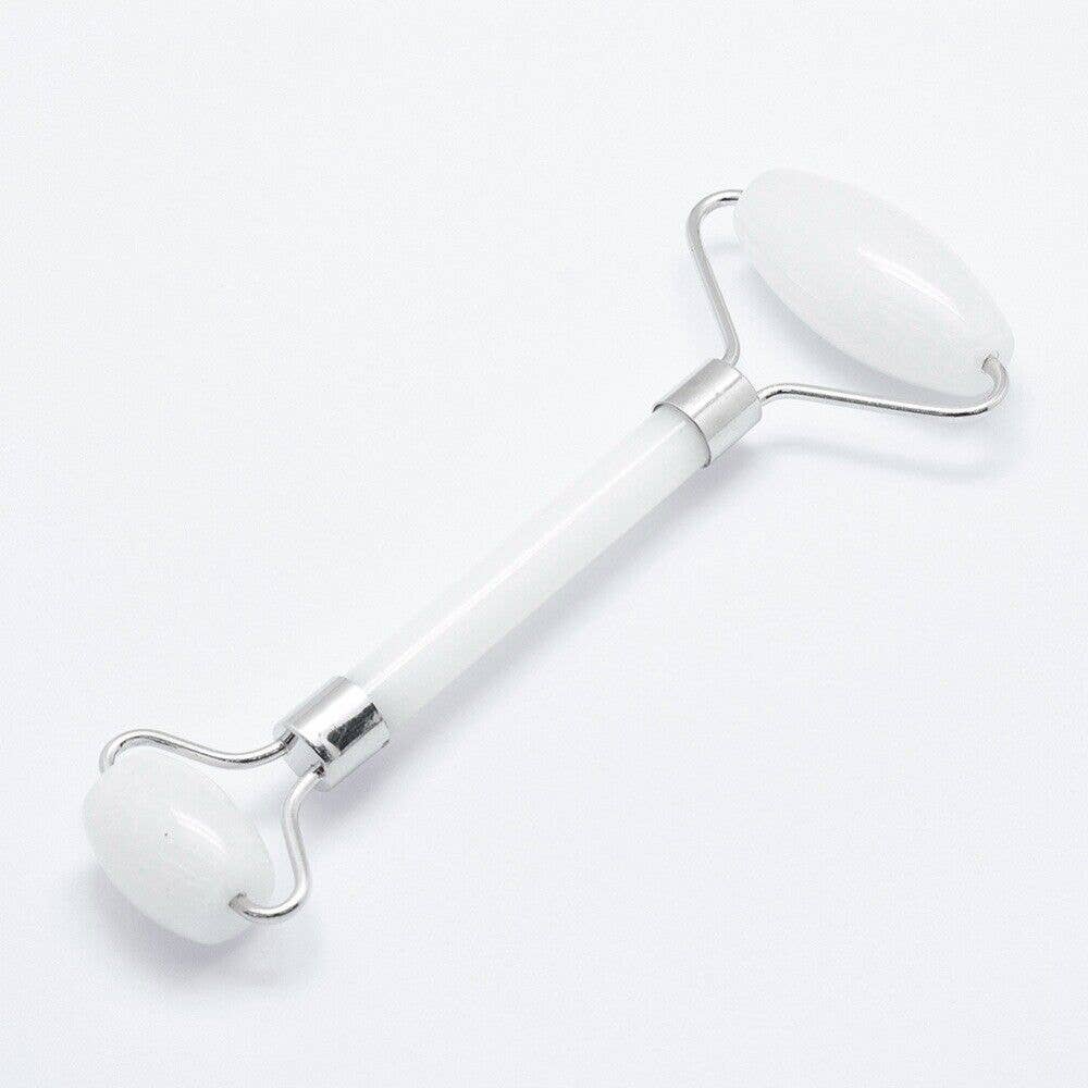 White Jade and Chrome Facial Roller