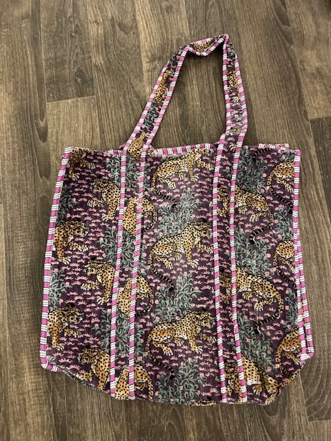 Velvet Tote - Lilac Leopards