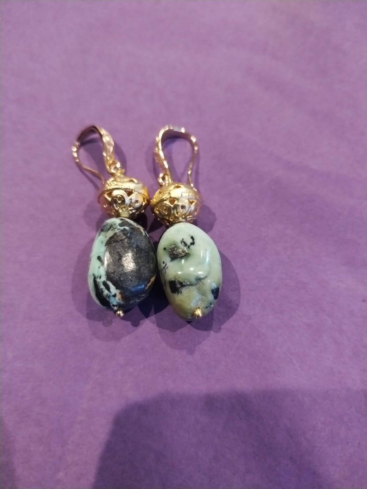 Turquoise & black beads with gold drop earrings