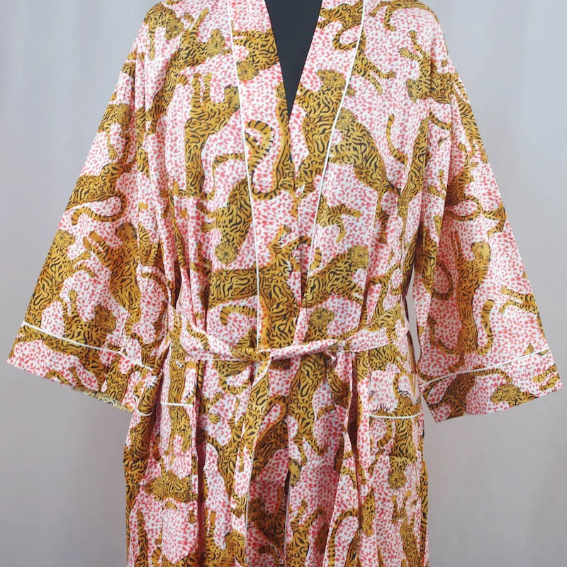 Kantha Kimono Pink Red Tiger
