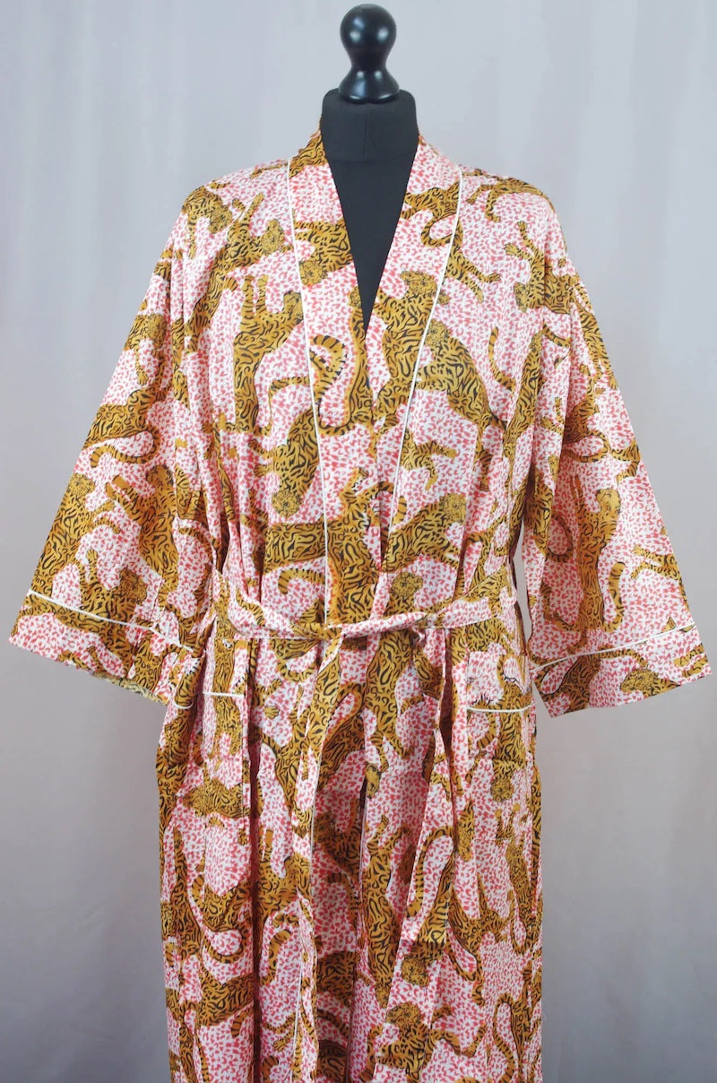 Kantha Kimono Pink Red Tiger