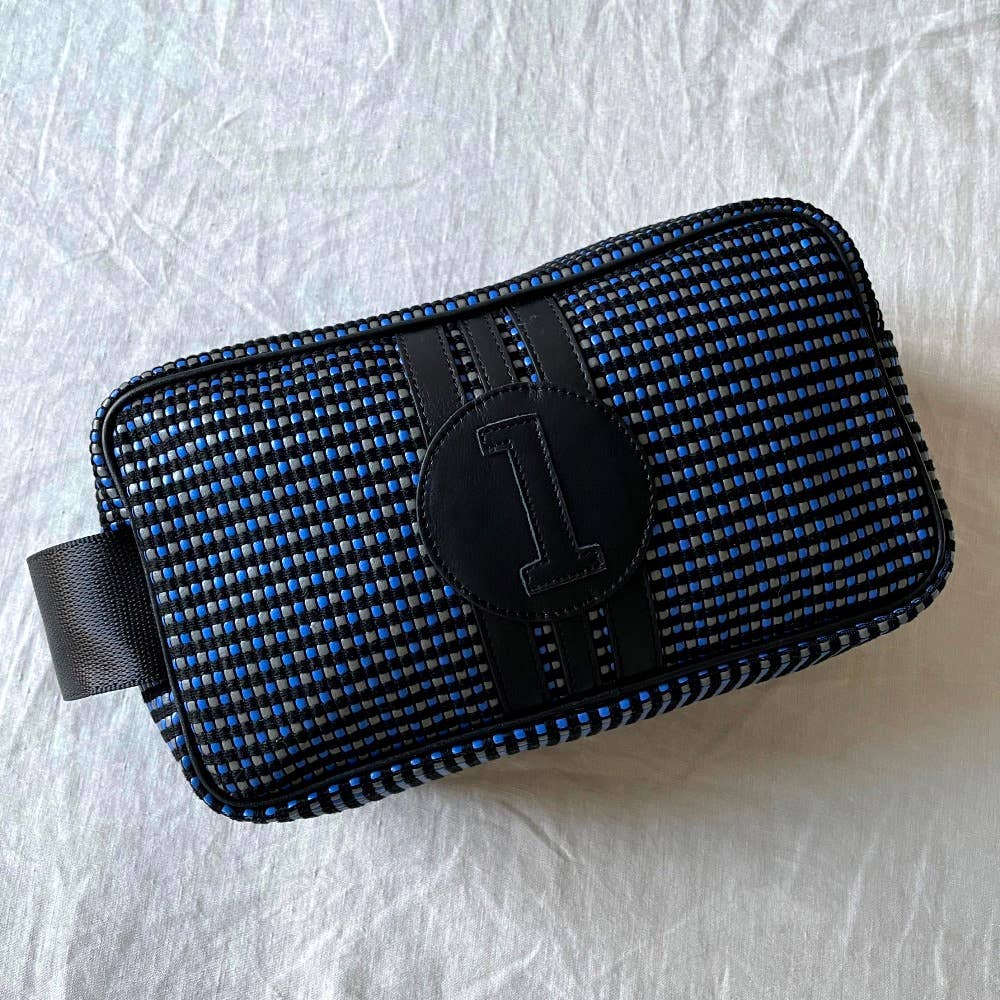 Black, Grey &  Blue Canvas Wash Bag f