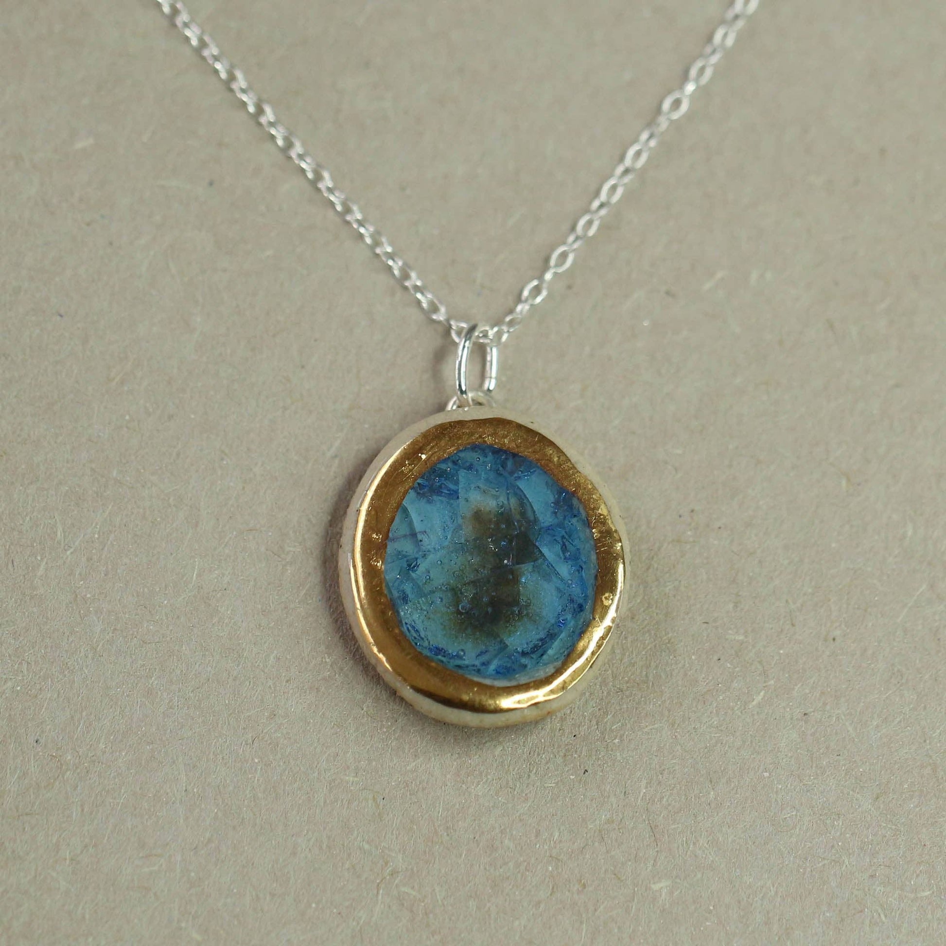 Blue Reef rectangular Sterling Silver Pendant: 18 inches