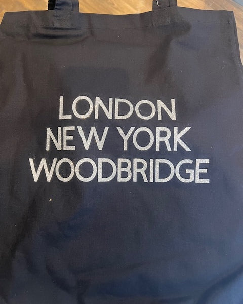 Black Tote, Silver Writing London New York Woodbridge