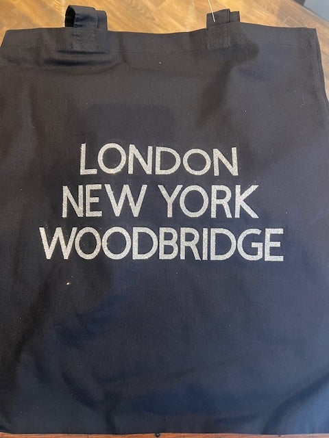 Black Tote, Silver Writing London New York Woodbridge