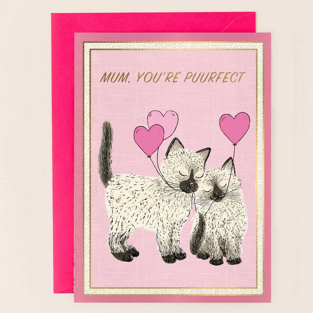 Mother's Day Card Puurfect Mum Cats with Gold Foil