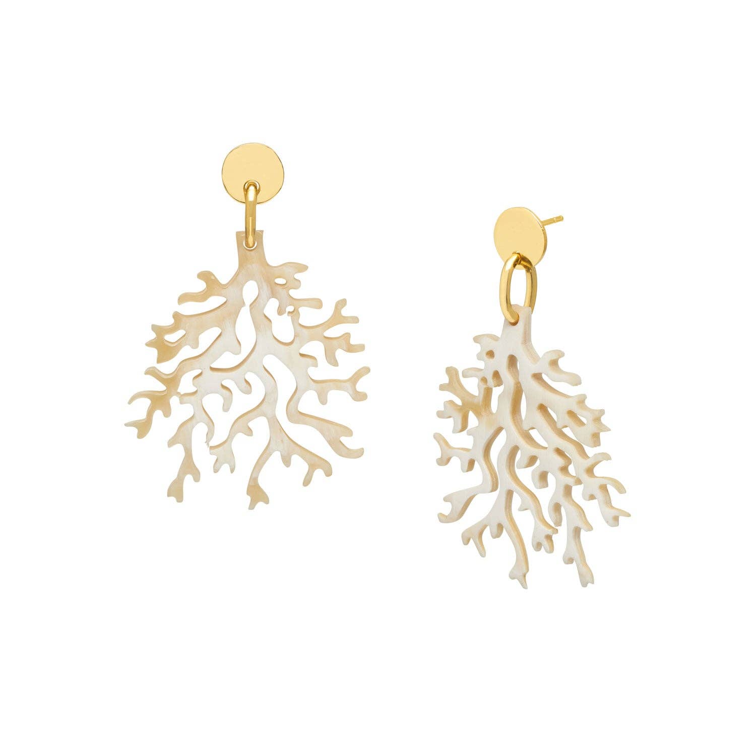 White coral shaped earring - Gold