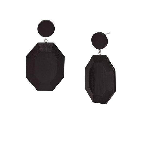 Blackwood hexagonal drop earring – Silver