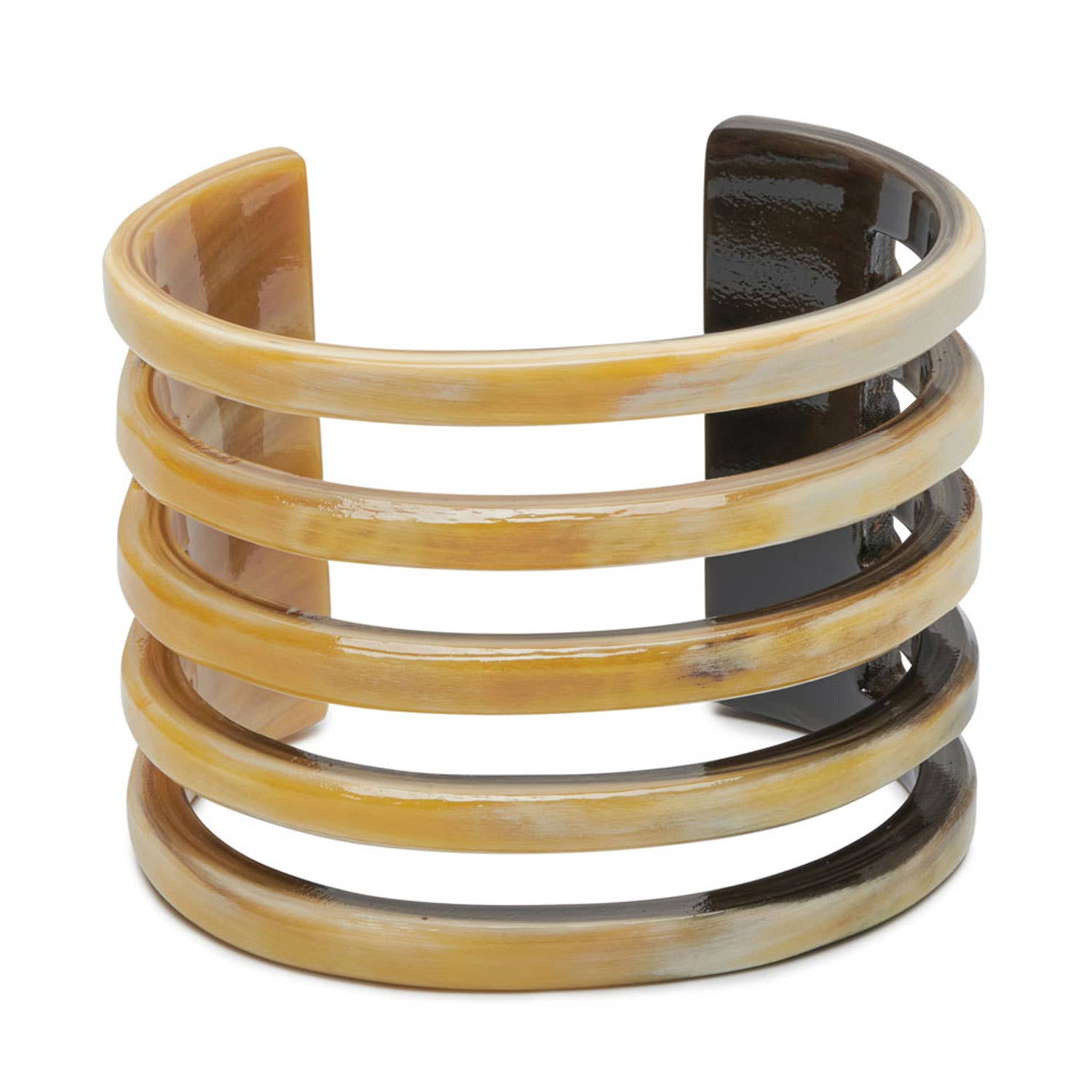 White Natural Ribbed wide Horn jewelry Cuff bangle bracelet