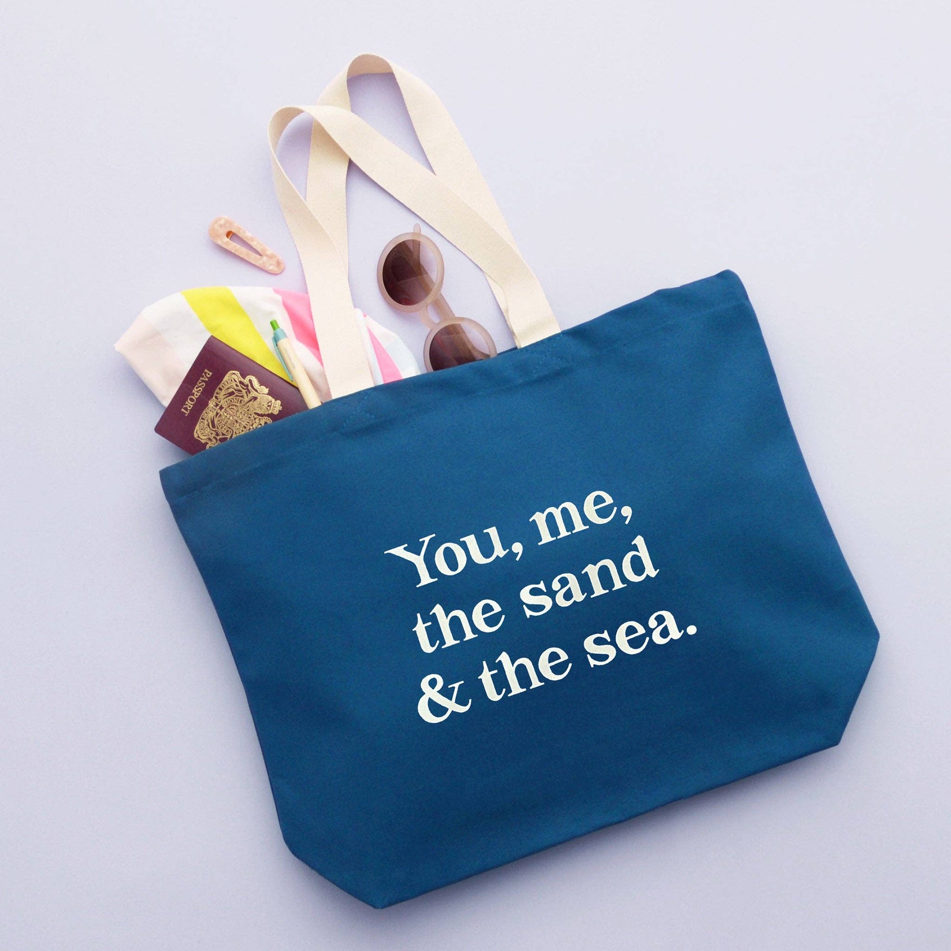You, Me, the Sand & the Sea - Ocean Blue Canvas Tote Bag