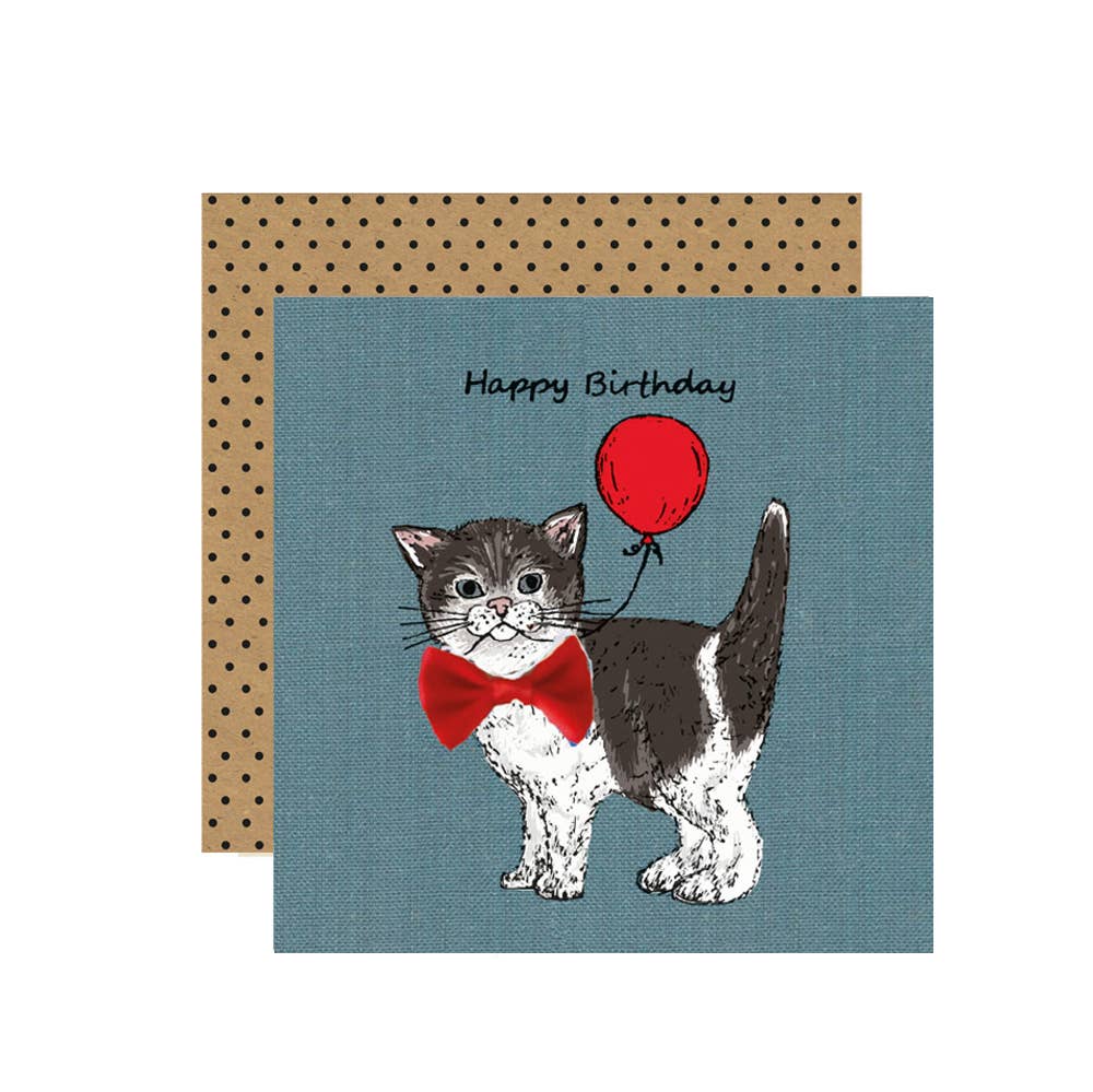 Black & White Cat Birthday Handmade Greetings Card