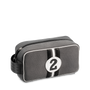 Gray toiletry bag with number 2 design on a white background