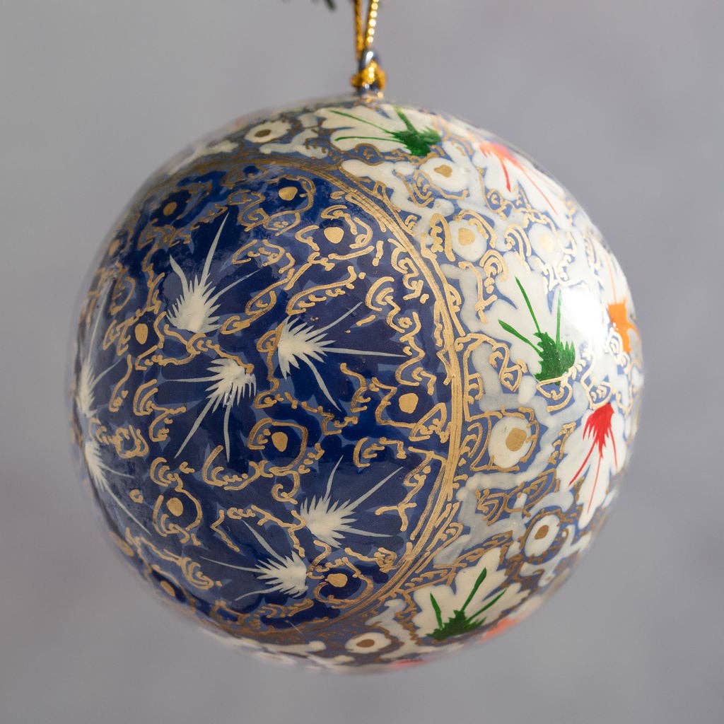 3" Starburst Floral Paper Mache Hanging Bauble