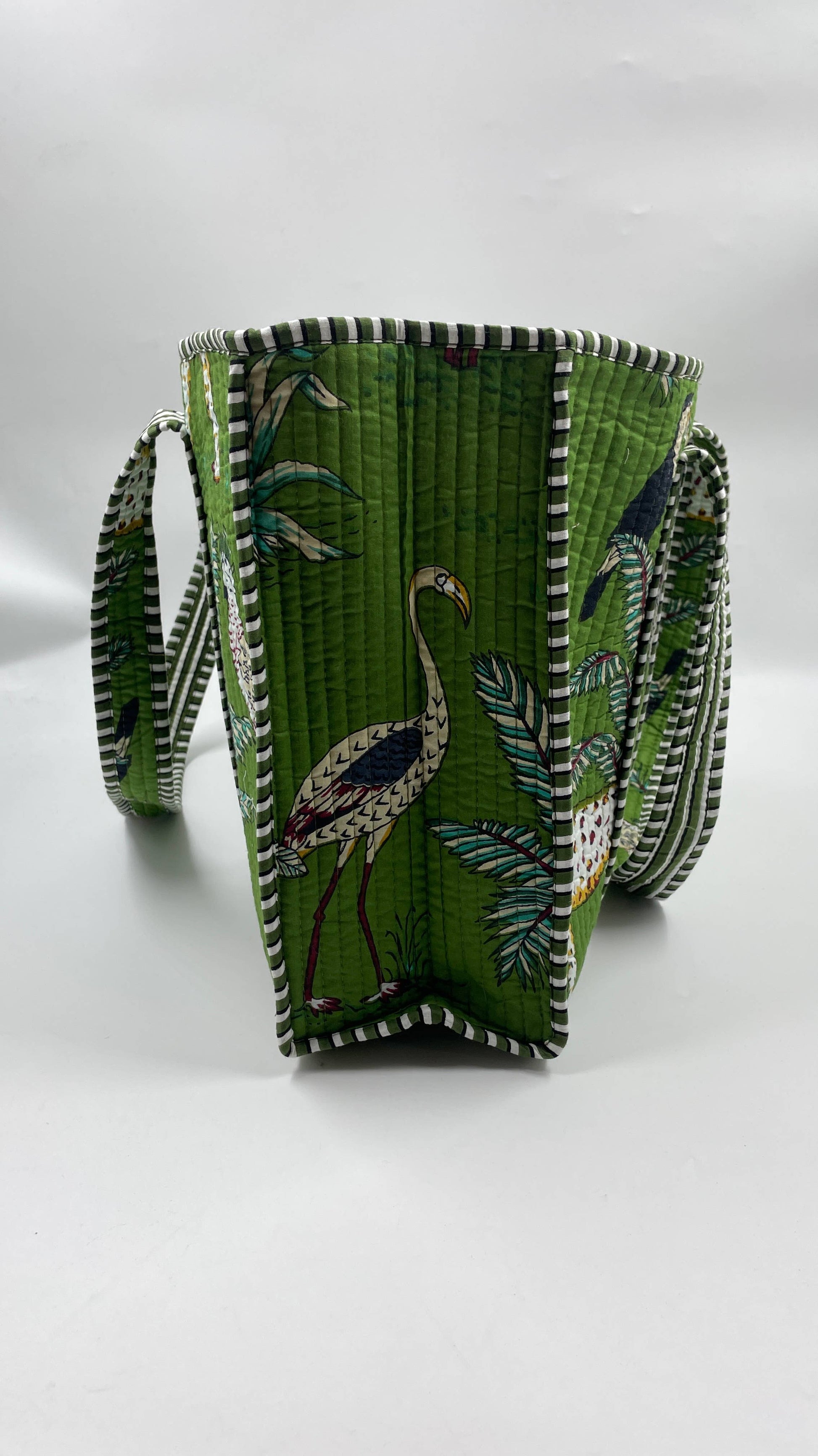 Green Tropical Cotton Kantha Tote Bag