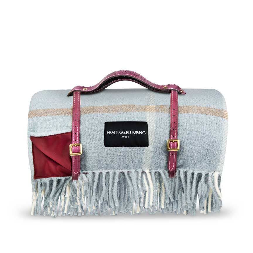 Pure new wool picnic blanket -  Duck Egg Checks